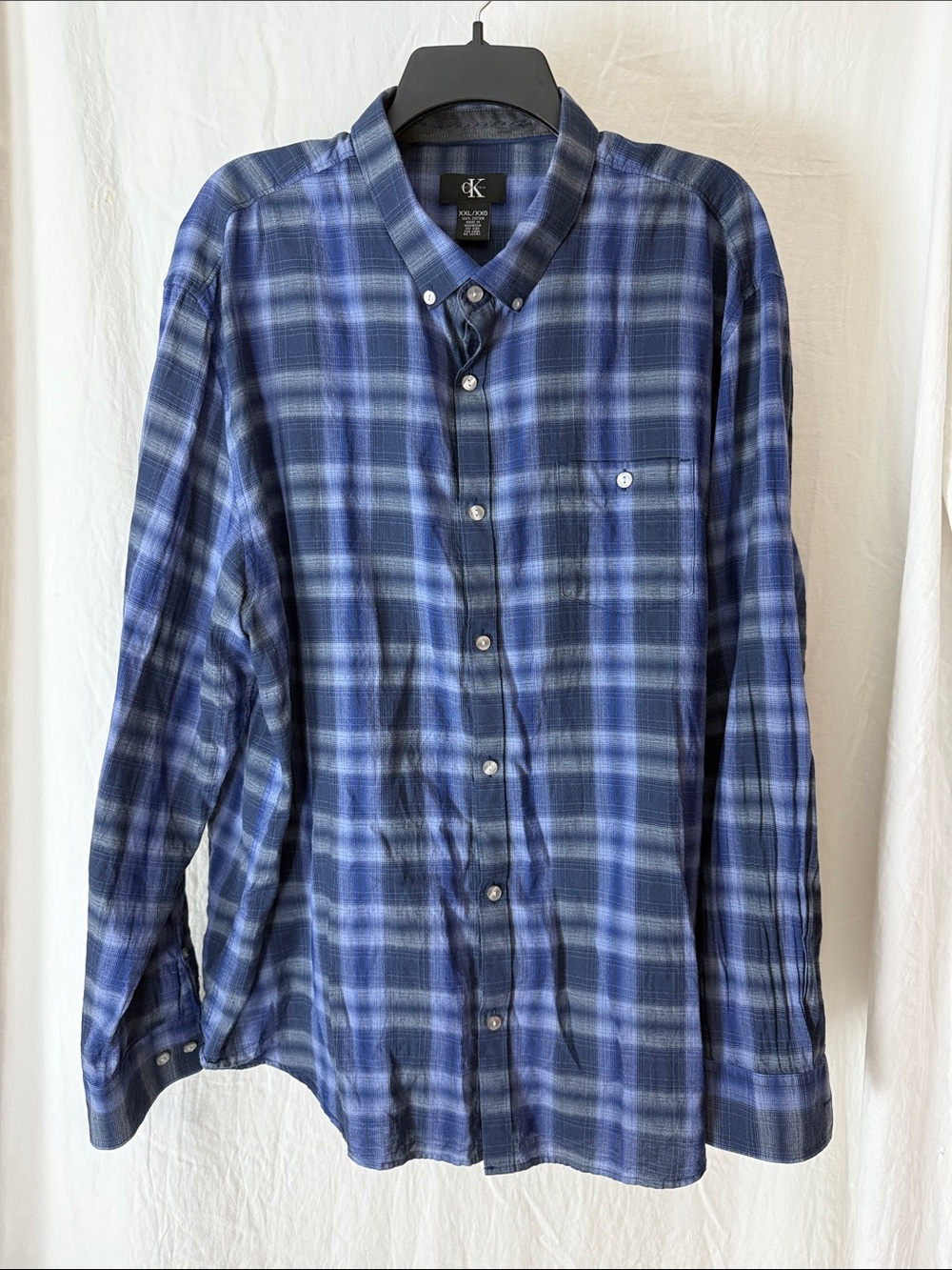 Calvin Klein Men's Navy & Light Blue Plaid Button-Down Shirt